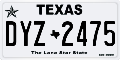TX license plate DYZ2475