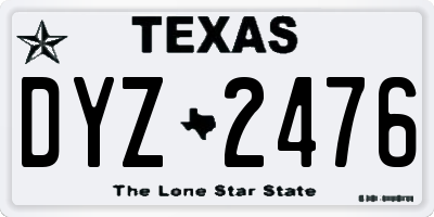 TX license plate DYZ2476