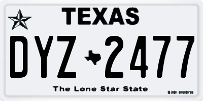 TX license plate DYZ2477