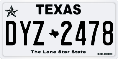 TX license plate DYZ2478