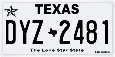 TX license plate DYZ2481