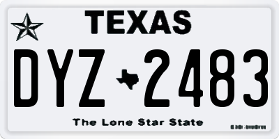 TX license plate DYZ2483