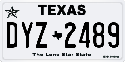 TX license plate DYZ2489
