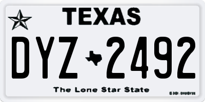 TX license plate DYZ2492