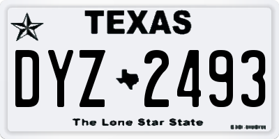 TX license plate DYZ2493