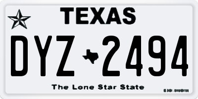 TX license plate DYZ2494