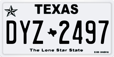 TX license plate DYZ2497