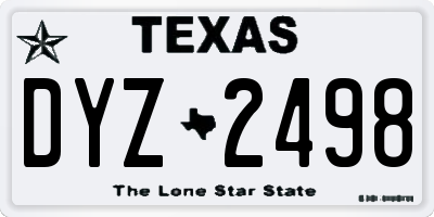 TX license plate DYZ2498
