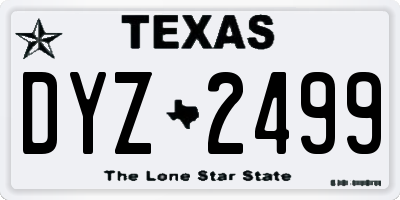 TX license plate DYZ2499
