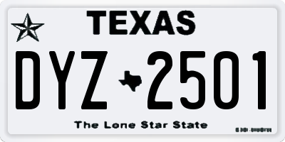 TX license plate DYZ2501