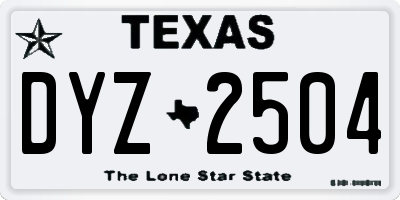 TX license plate DYZ2504