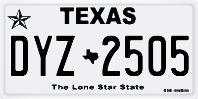 TX license plate DYZ2505