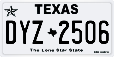 TX license plate DYZ2506