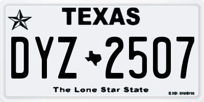 TX license plate DYZ2507