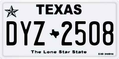 TX license plate DYZ2508