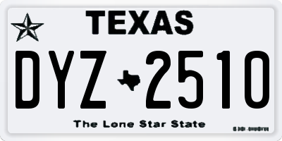 TX license plate DYZ2510