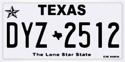 TX license plate DYZ2512