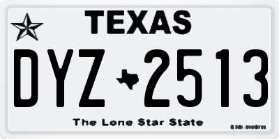 TX license plate DYZ2513