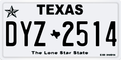 TX license plate DYZ2514