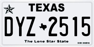TX license plate DYZ2515