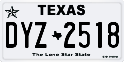 TX license plate DYZ2518