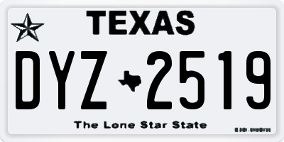 TX license plate DYZ2519
