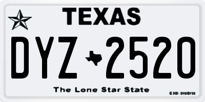 TX license plate DYZ2520