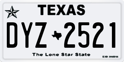 TX license plate DYZ2521