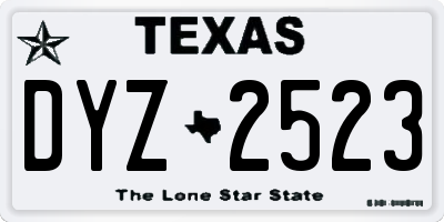 TX license plate DYZ2523