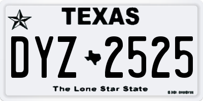 TX license plate DYZ2525