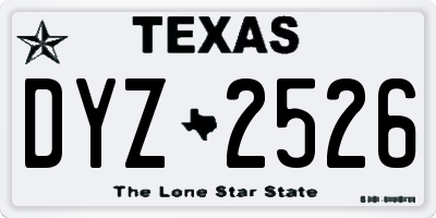 TX license plate DYZ2526