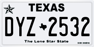 TX license plate DYZ2532