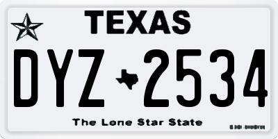 TX license plate DYZ2534