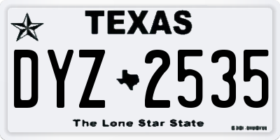 TX license plate DYZ2535