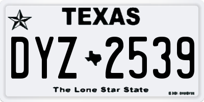 TX license plate DYZ2539