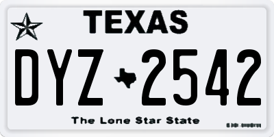 TX license plate DYZ2542