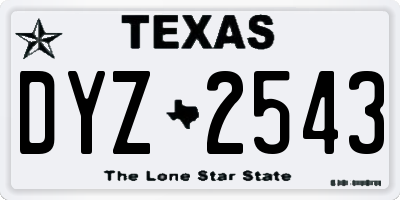 TX license plate DYZ2543
