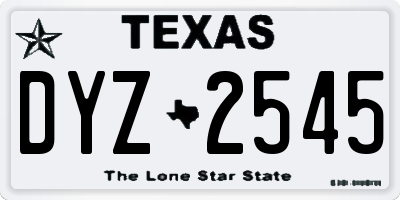 TX license plate DYZ2545