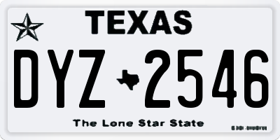 TX license plate DYZ2546
