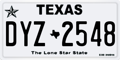 TX license plate DYZ2548