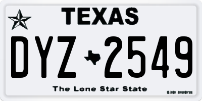 TX license plate DYZ2549