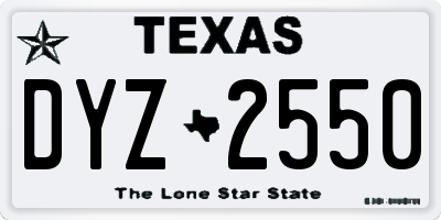 TX license plate DYZ2550