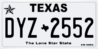TX license plate DYZ2552