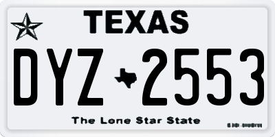 TX license plate DYZ2553