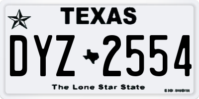 TX license plate DYZ2554