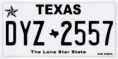 TX license plate DYZ2557