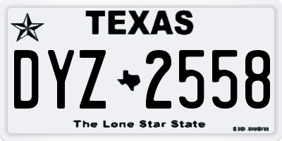 TX license plate DYZ2558