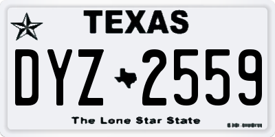 TX license plate DYZ2559