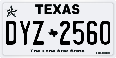 TX license plate DYZ2560