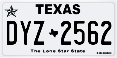 TX license plate DYZ2562